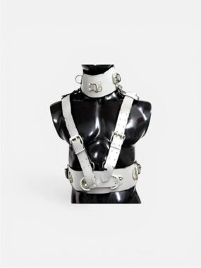 White Leather Harness Collar Set